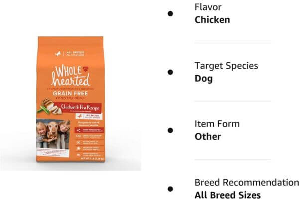 WholeHearted Grain Free All Life Stages Chicken and Pea Recipe Dry Dog Food