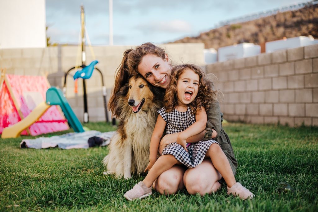 SPCA of Texas girl in gray long sleeve shirt sitting on green grass field during daytime