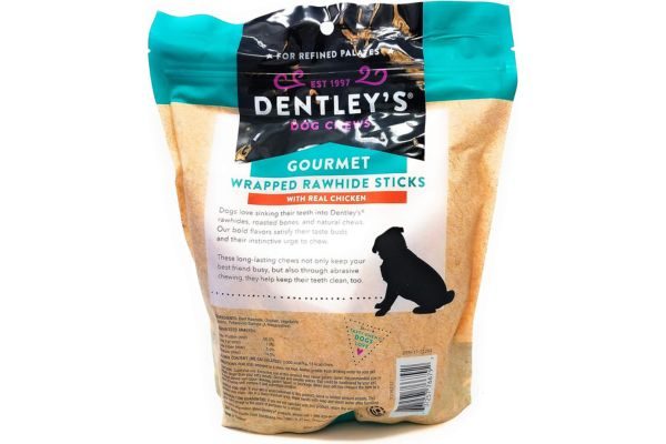Dentley's Gourmet Wrapped Rawhide Sticks Dog Treats - Chicken 40 Count Per Pack